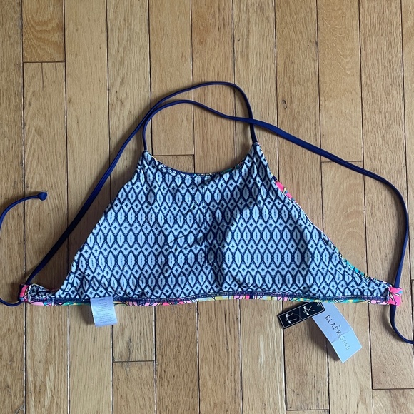 Brand New Black Sand Sporty Reversible Convertible-Style Bikini Top - Picture 2 of 13